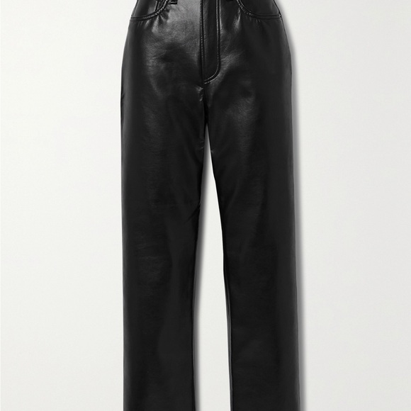 Black Leather High-Waisted Pants - Picture 1 of 1